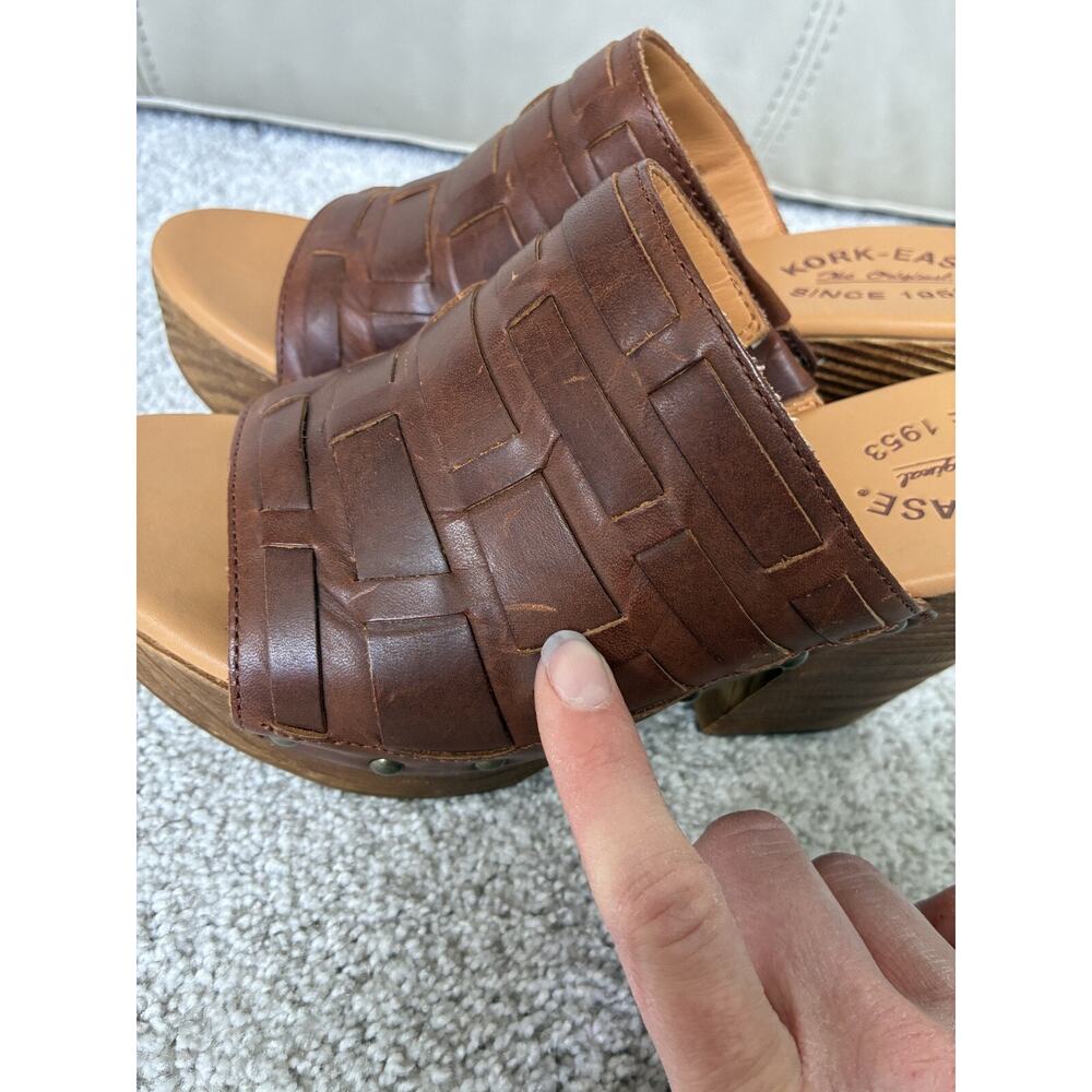 Kork Ease Clog Sandal Charissa Women 8 Platform Leather Cognac Boho Studded - Picture 4 of 11